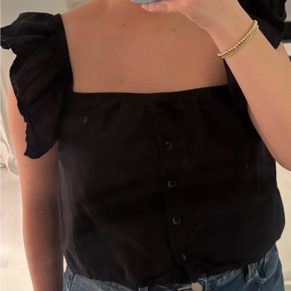 Nation LTD Tops - Cropped black with fun sleeves top